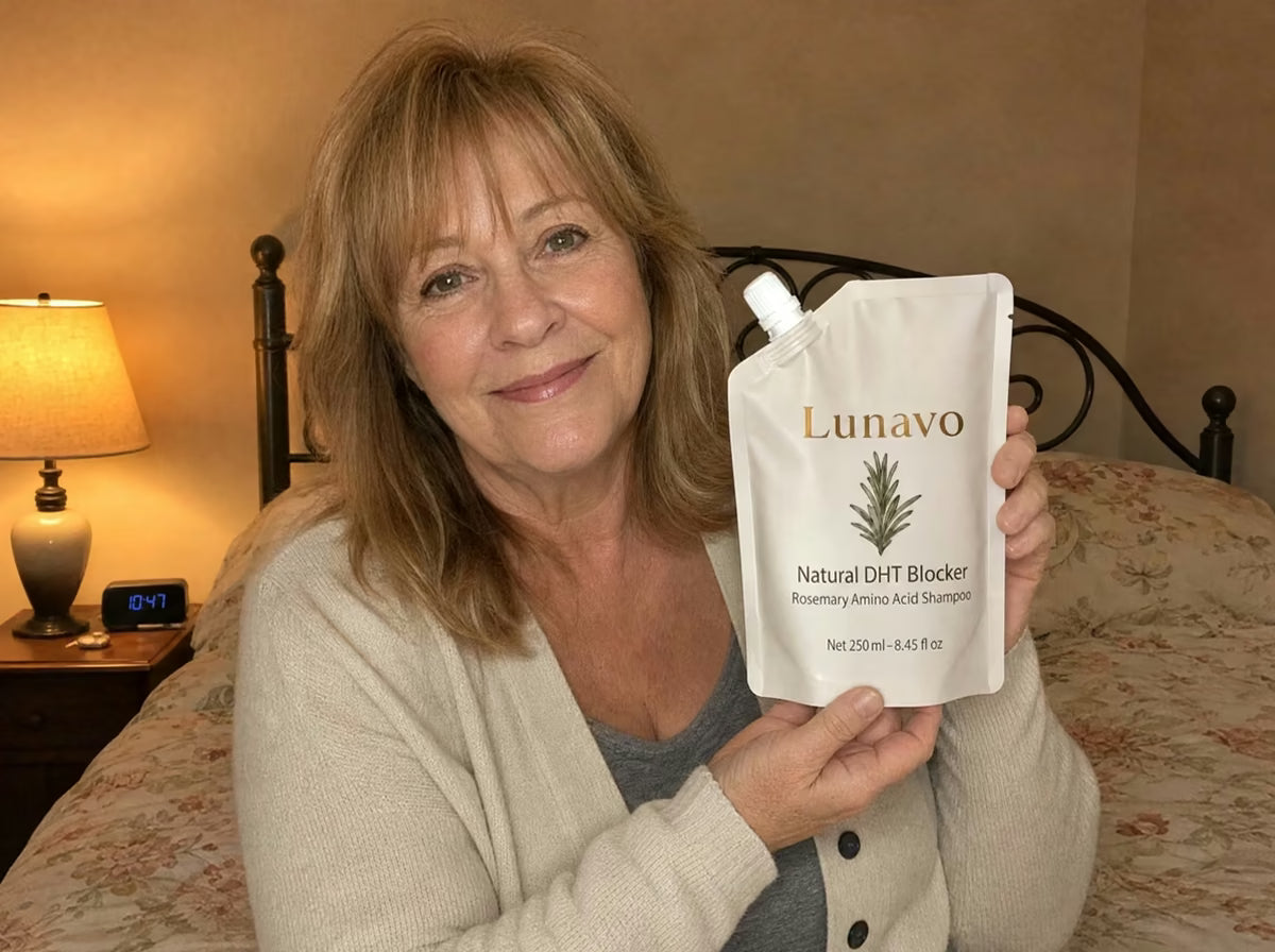 Lisa holding her Lunavo pouch at home