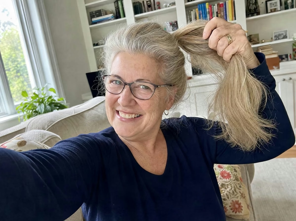 Joan showing her thicker ponytail