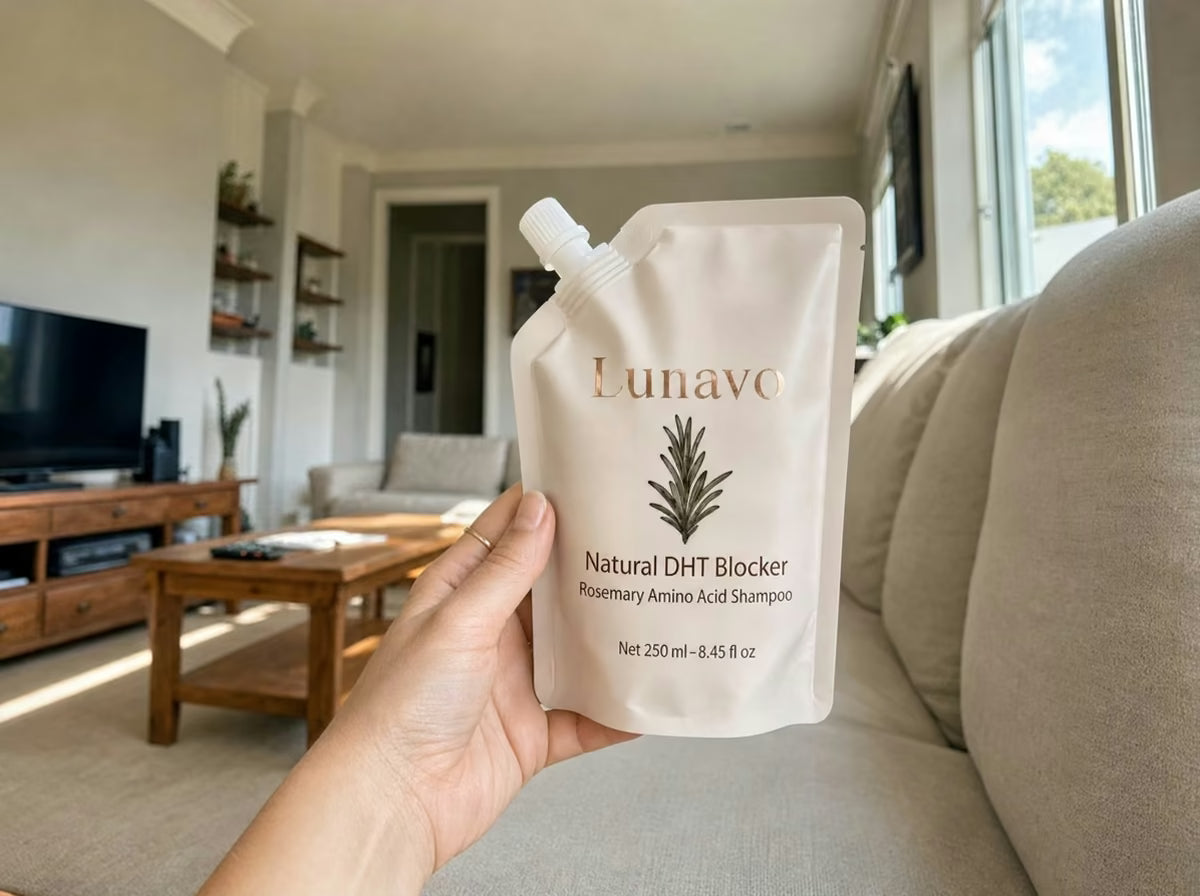 Vanessa's Lunavo pouch in her living room