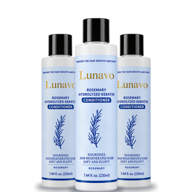 Lunavo Rosemary + Keratin Conditioner, three bottle pack