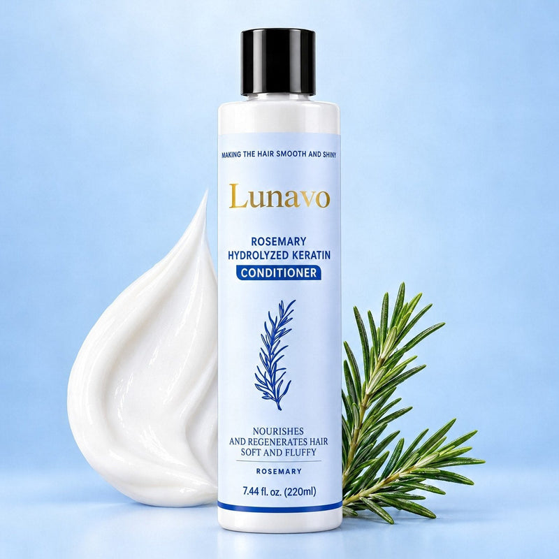 Lunavo conditioner with a swirl of cream and rosemary